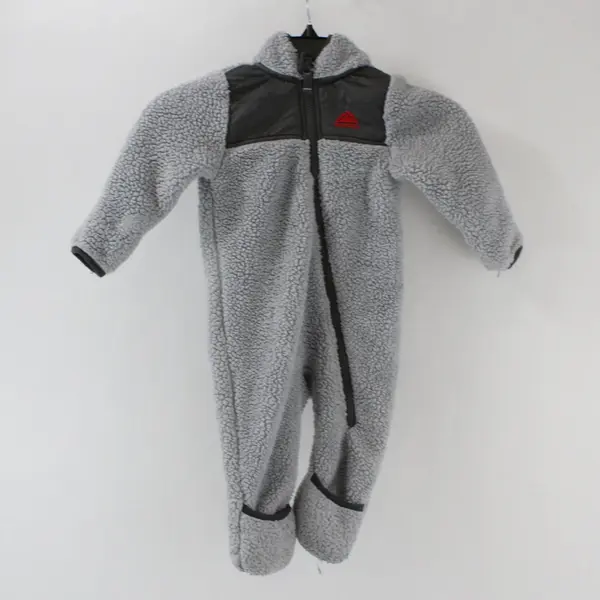 Snozu Infant 9-12 Months Grey Zip-Up Fleece Adjustable Hooded Snowsuit