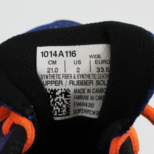 ASICS 1014A116 Kids Blue Orange Running Shoes Size 2
