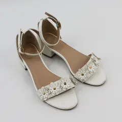 White Mountain Girls White Floral Strappy Ankle Strap Open Toe Sandals US 2M
