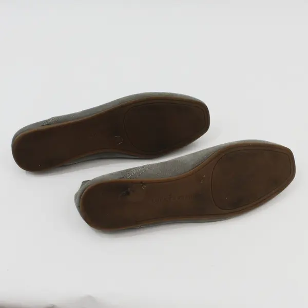 Lucky Brand Alba Taupe Gray Shimmer Suede Leather Squared Toe Ballet Flats 8M