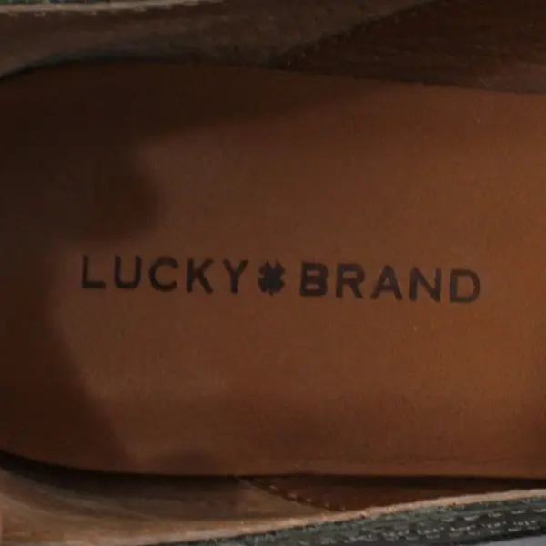 Lucky Brand Alba Taupe Gray Shimmer Suede Leather Squared Toe Ballet Flats 8M