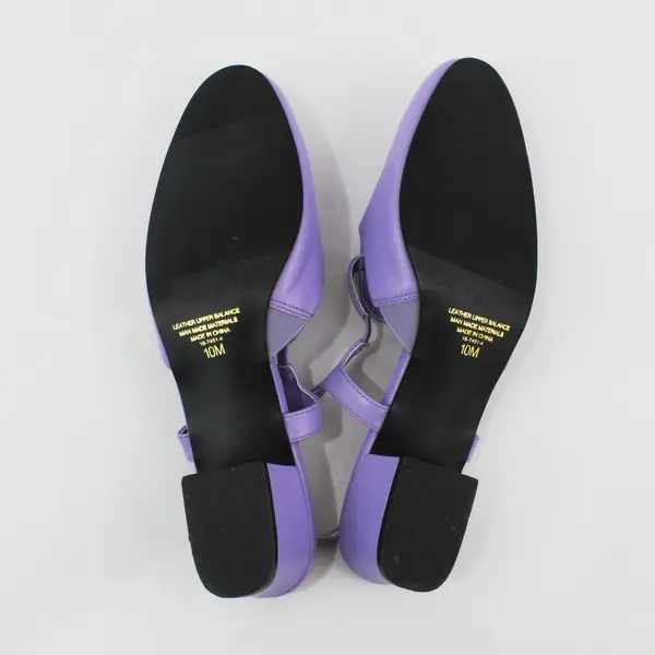 Mary Jane T Strap Block Heels Cutout Details Women's 10M Lilac Color Leather 