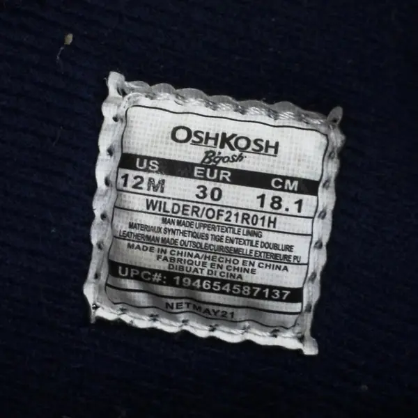 OshKosh B'gosh WILDER/OF21R011H Boys 12M Blue Gray Camo Weather Boots