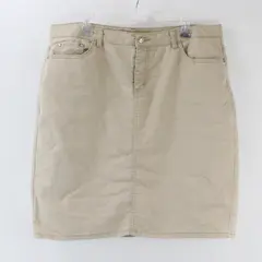 Jaclyn Smith Beige Skirt 16 Knee Length Back Center Slit Open Seam Fraying