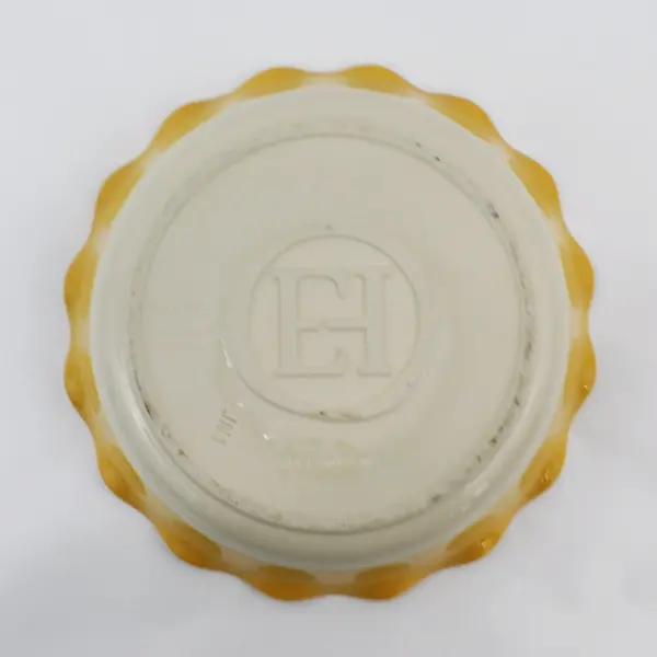 Emile Henry Yellow Ceramic Ruffled Edge Pie Plate 9 Inch