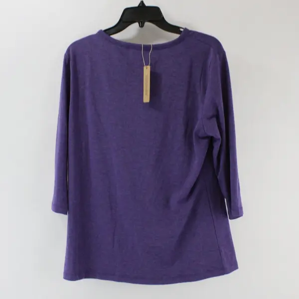 Eadinve Women's Purple Henley Shirt Medium 3/4 Sleeve Button Front NWT