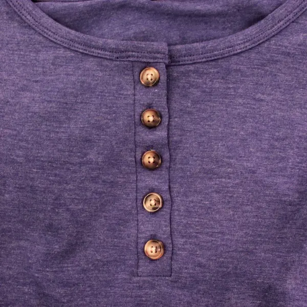 Eadinve Women's Purple Henley Shirt Medium 3/4 Sleeve Button Front NWT