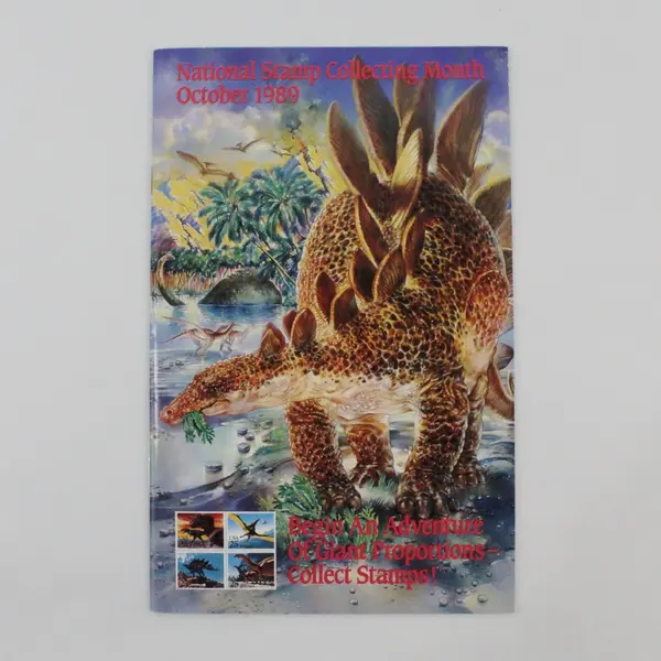 October 1989 USPS National Stamp Collecting Month Catalog Dinosaur Stamps