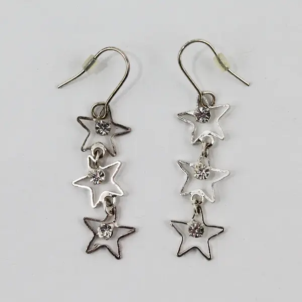 Women's Silver Tone Hollow Star Layered Dangle Drop Earrings