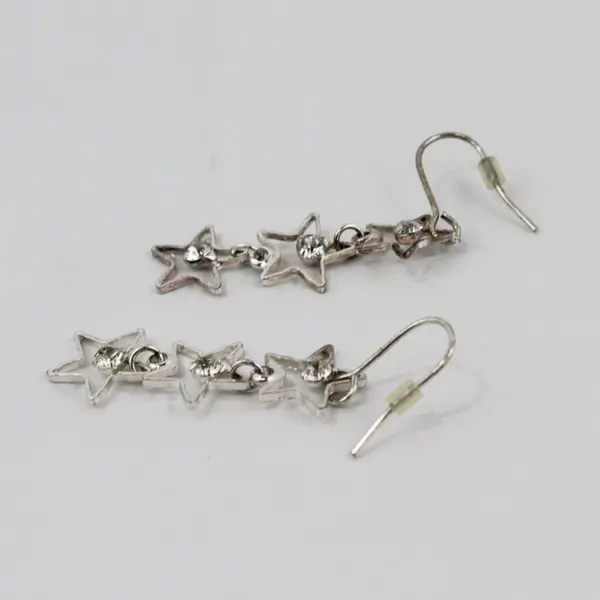 Women's Silver Tone Hollow Star Layered Dangle Drop Earrings