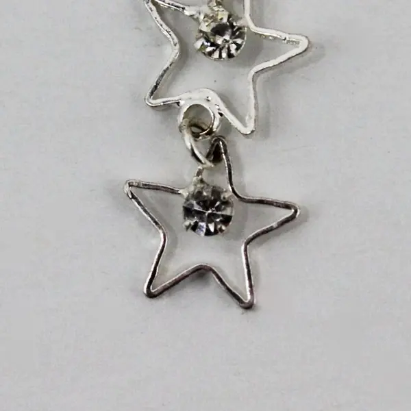 Women's Silver Tone Hollow Star Layered Dangle Drop Earrings