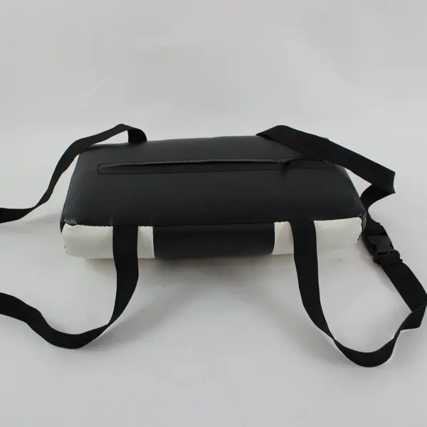Black White Faux Leather Gaming Chair Lumbar Support Pillow Elastic Straps