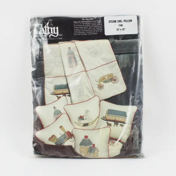 Cathy Needlecraft Steam Engine Pillow Kit 7106 NOS New 12x12