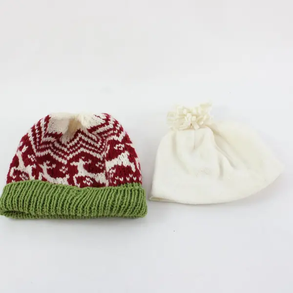 Lot of 2 Men's Knit Beanies Size L Includes Old Navy Reindeer Holiday Red White