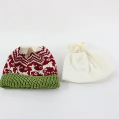 Lot of 2 Men's Knit Beanies Size L Includes Old Navy Reindeer Holiday Red White