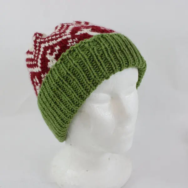Lot of 2 Men's Knit Beanies Size L Includes Old Navy Reindeer Holiday Red White