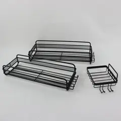 Lot of 3 Black Metal Kitchen Drying Racks & Utensil Holders