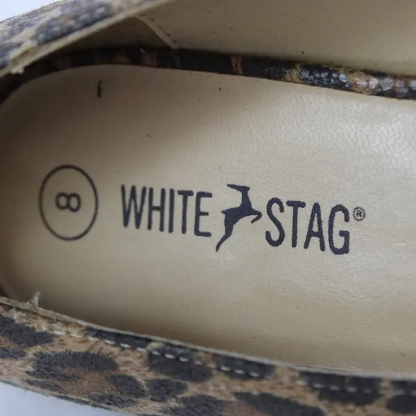 White Stag Leopard Print Peep-Toe Low Heel Dress Shoes Women's 8