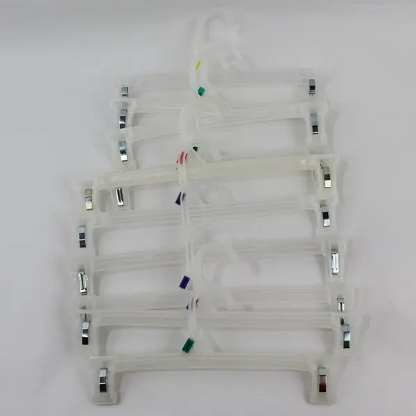 Mixed Lot of 10 Clear Plastic Clip Hangers for Pants Skirts