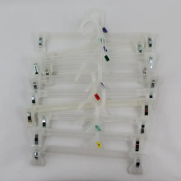 Mixed Lot of 10 Clear Plastic Clip Hangers for Pants Skirts