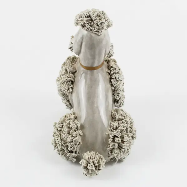 Vintage Mid-Century Gray Ceramic Spaghetti Poodle Figurine