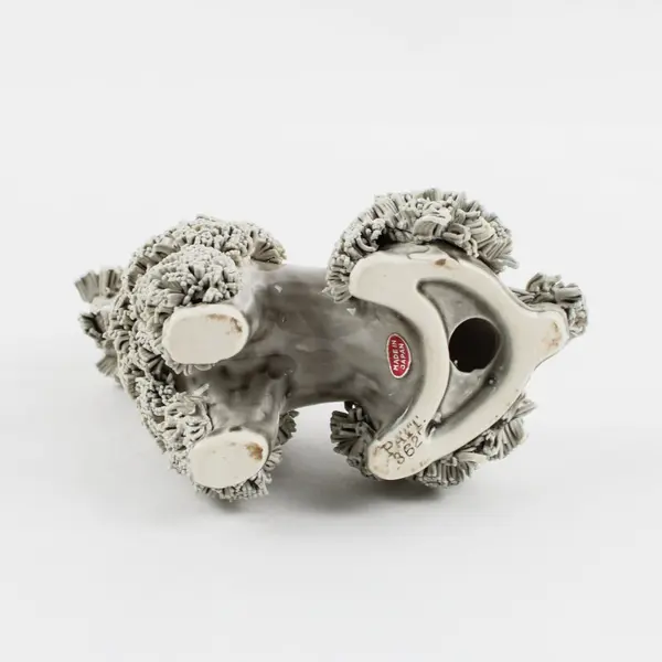 Vintage Mid-Century Gray Ceramic Spaghetti Poodle Figurine