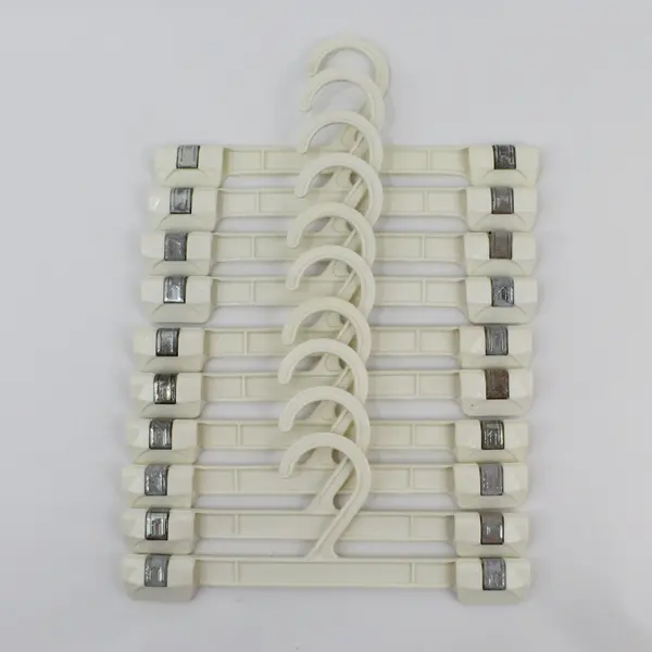 Lot of 10 Off-White Plastic Children's Clip Hangers Retail Clothing Organizer