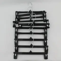 Lot of 10 Black Plastic Clip Hangers for Skirts Pants Shorts