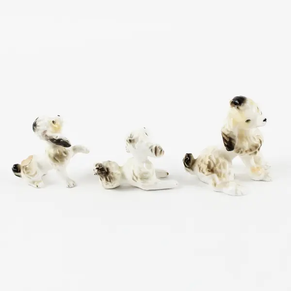 Shiken Japan Set of 3 Vintage Bone China Mini Poodle Figurines Collectibles