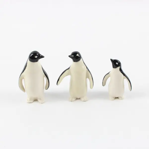 Set of 3 Vintage Hand-Painted Ceramic Bone China Penguin Figurines