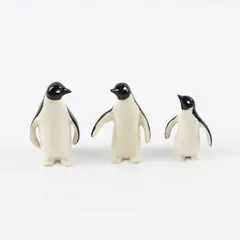 Set of 3 Vintage Hand-Painted Ceramic Bone China Penguin Figurines