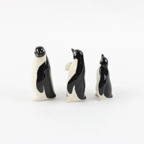 Set of 3 Vintage Hand-Painted Ceramic Bone China Penguin Figurines