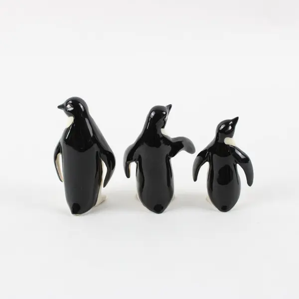 Set of 3 Vintage Hand-Painted Ceramic Bone China Penguin Figurines