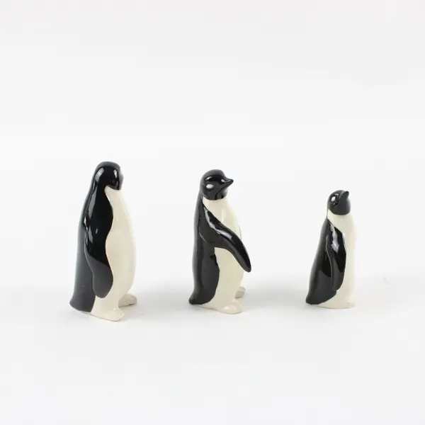 Set of 3 Vintage Hand-Painted Ceramic Bone China Penguin Figurines