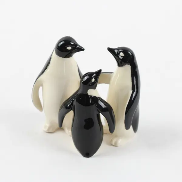 Set of 3 Vintage Hand-Painted Ceramic Bone China Penguin Figurines