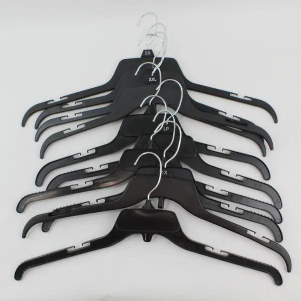 Lot of 10 Black Plastic Shirt Hangers Mixed Adult Sizes 2X/XXL/L/LP/1X Retail