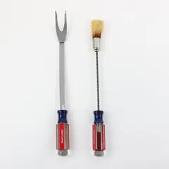 Craftsman Vintage Barbecue Tool Set 2pc Fork & Bristle Brush Blue Red