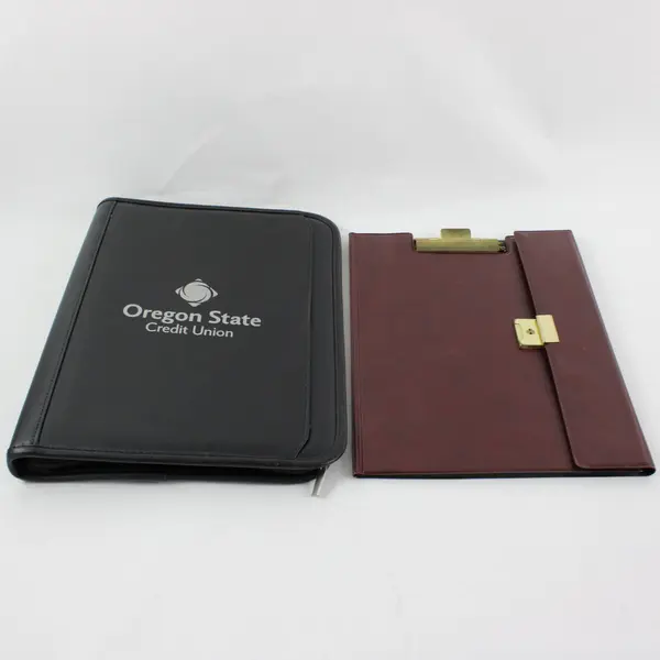 Oregon State Credit Union Black Zippered Portfolio Burgundy Clipboard Set