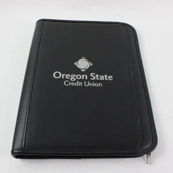 Oregon State Credit Union Black Zippered Portfolio Burgundy Clipboard Set