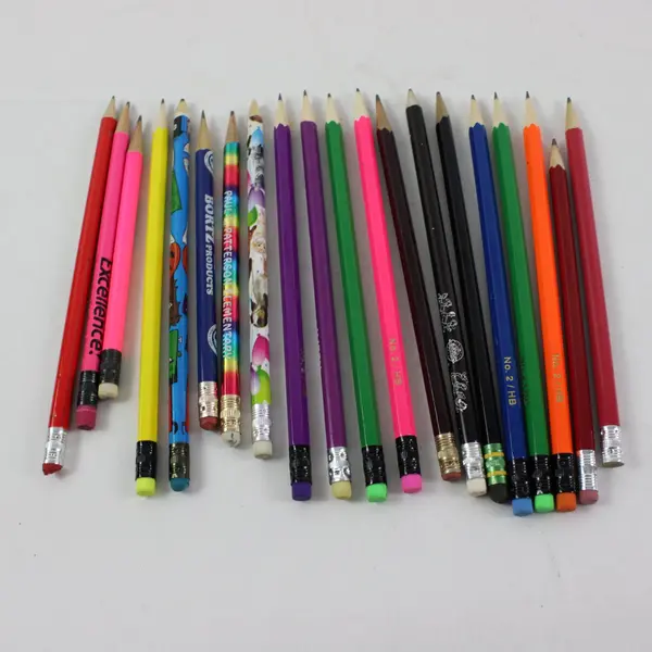Lot of Used Mixed-Brand Wooden Writing/Drawing Pencils Red 2-Hole Sharpener
