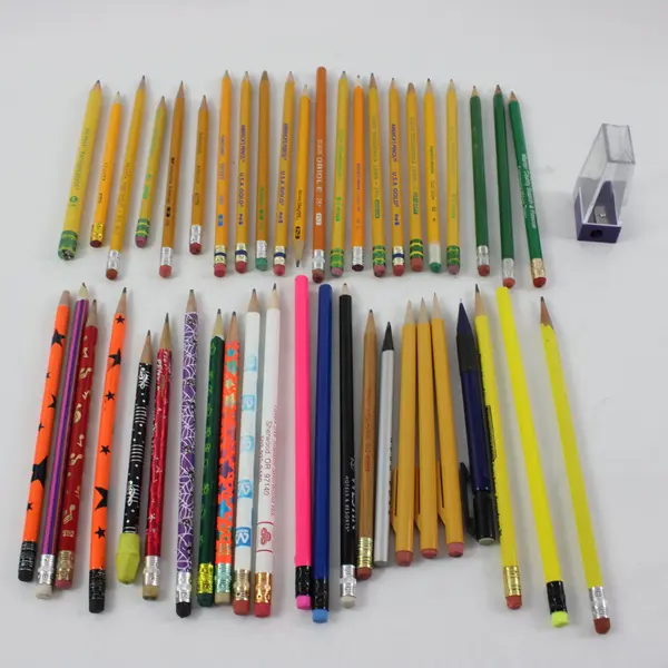 Lot of Approx 50 Assorted Mixed Brand Pencils & Pencil Sharpener Used