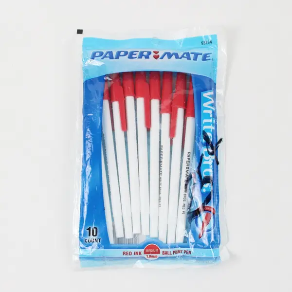 Lot of 13 Ballpoint Pens: 10 Paper Mate Red, 3 Pilot Green