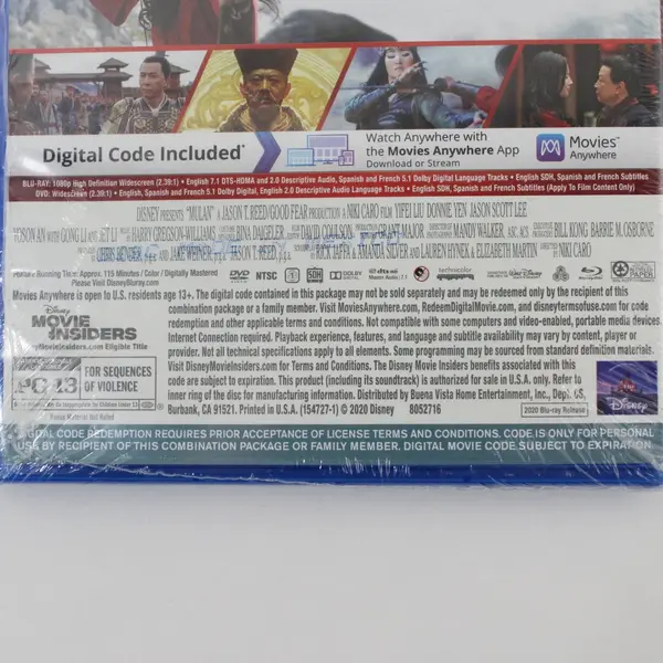 Disney Mulan Blu-ray + DVD Movie 2020, New 
