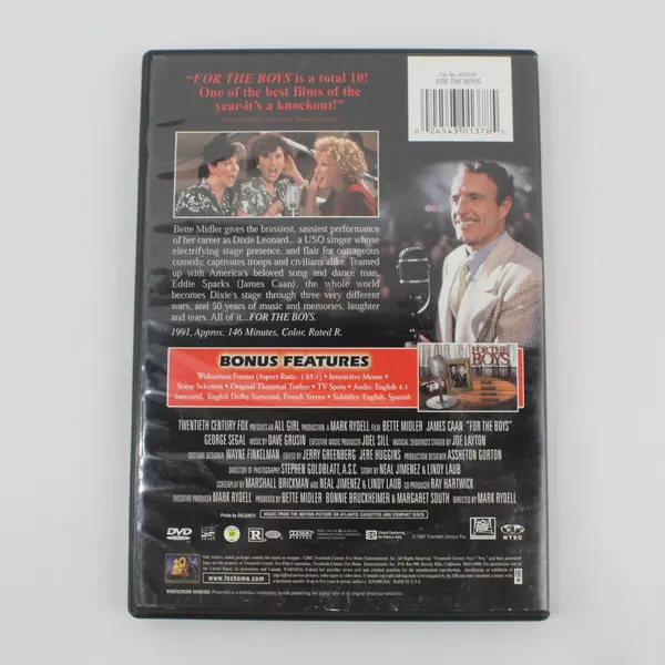 For The Boys DVD Movie 2001, Cat. #2001378 Bette Midler/James Caan 