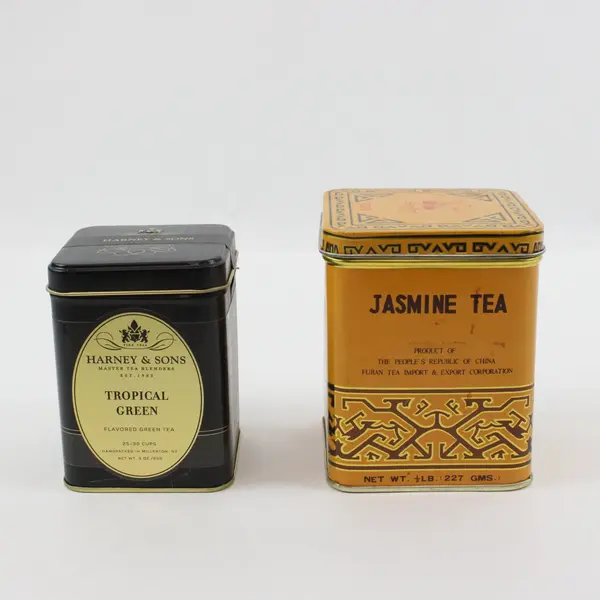 Lot of 2 Metal Tea Tins Harney & Sons Tropical Green Jasmine Pre-Owned