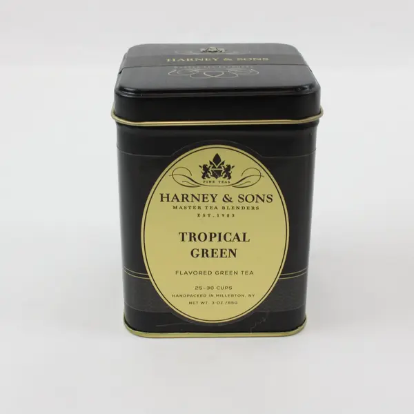 Lot of 2 Metal Tea Tins Harney & Sons Tropical Green Jasmine Pre-Owned