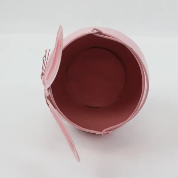 Pink Metal Easter Bunny Bucket Floppy Ears Treat Holder Easter Decor