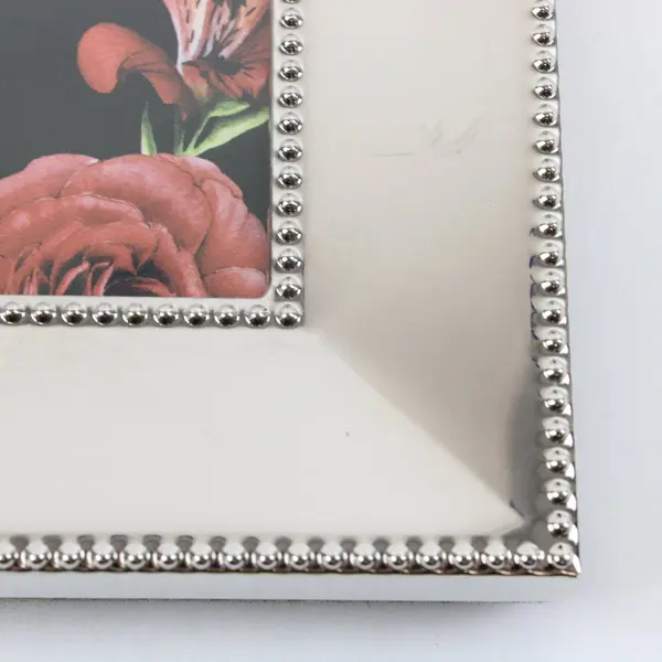 Silver Beaded Picture Frame 5x7 Tabletop Decor Decorative Floral Insert 