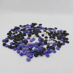 Blue Black Pebbles Iridescent Glass Gems White Shells Mixed Vase Filler