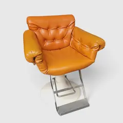 Orange Salon Styling Chair Swivel Tufted Upholstery Footrest - Local Pickup Only